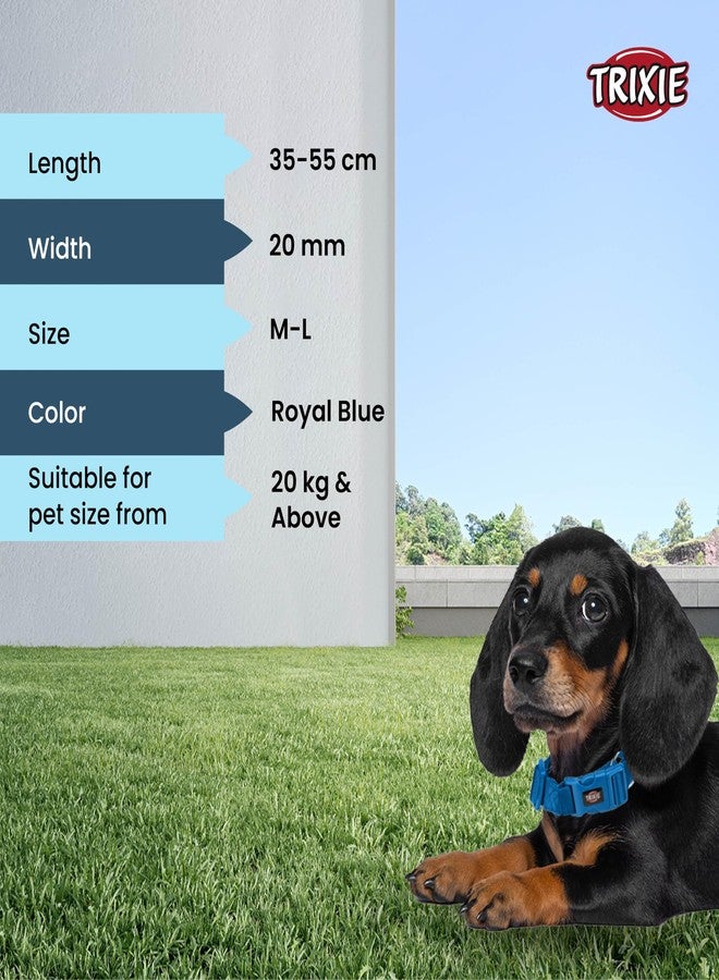 TRIXIE Nylon Premium Dog Collar Belt, Stylish Design, Adjustable Webbing Tape, Strain Relief, With Leash Connector, Neck Collar For Dogs, 35-55 Cm (M-L, Royal Blue) - Image 5